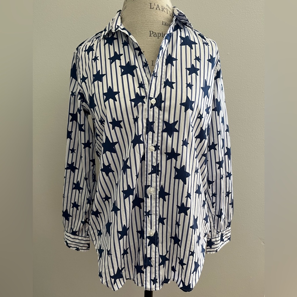 Frank & Eileen Frank blue stars button down shirt in Superfine cotton